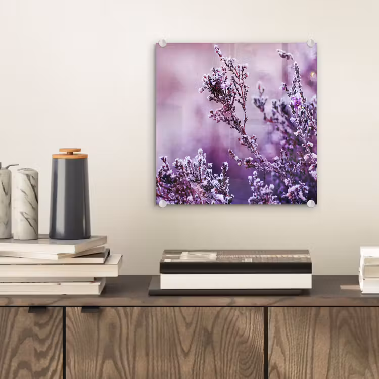 Glas schilderij - Lavendel - Winter - Bloemen - Paars — 2