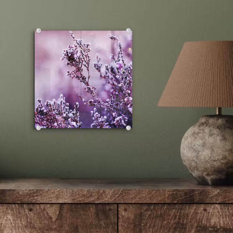 Glas schilderij - Lavendel - Winter - Bloemen - Paars — 4
