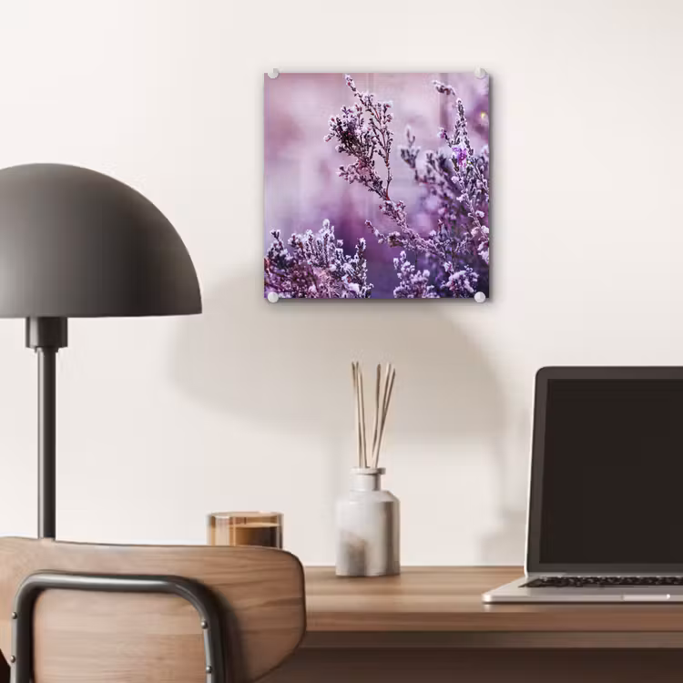 Glas schilderij - Lavendel - Winter - Bloemen - Paars — 7
