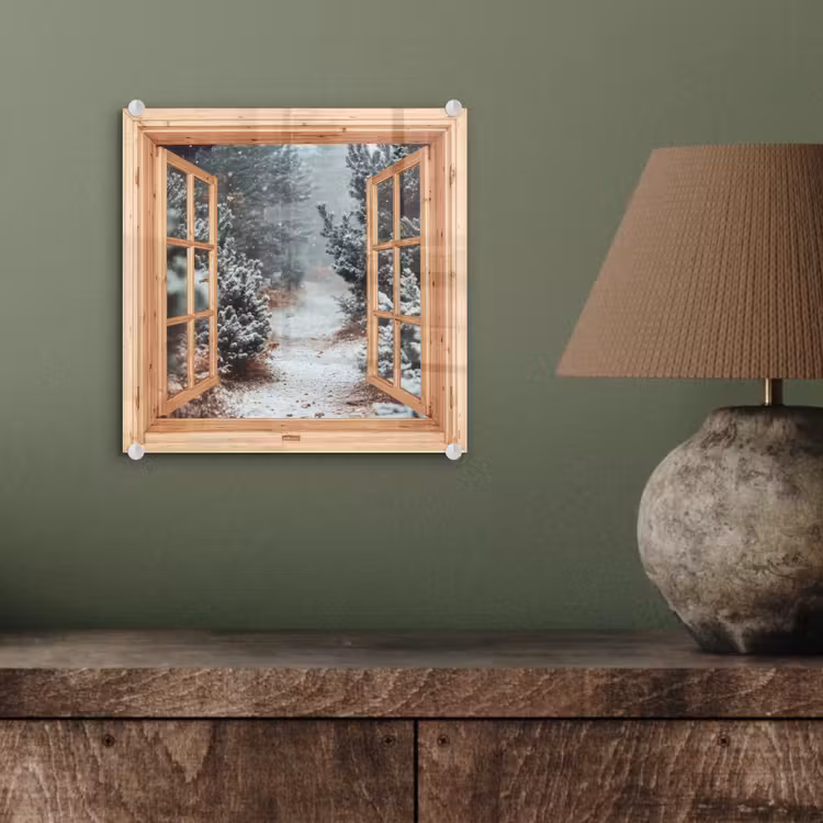 Glas schilderij - Bos - Winter - Bomen - Natuur - Pad - Doorkijk — 4