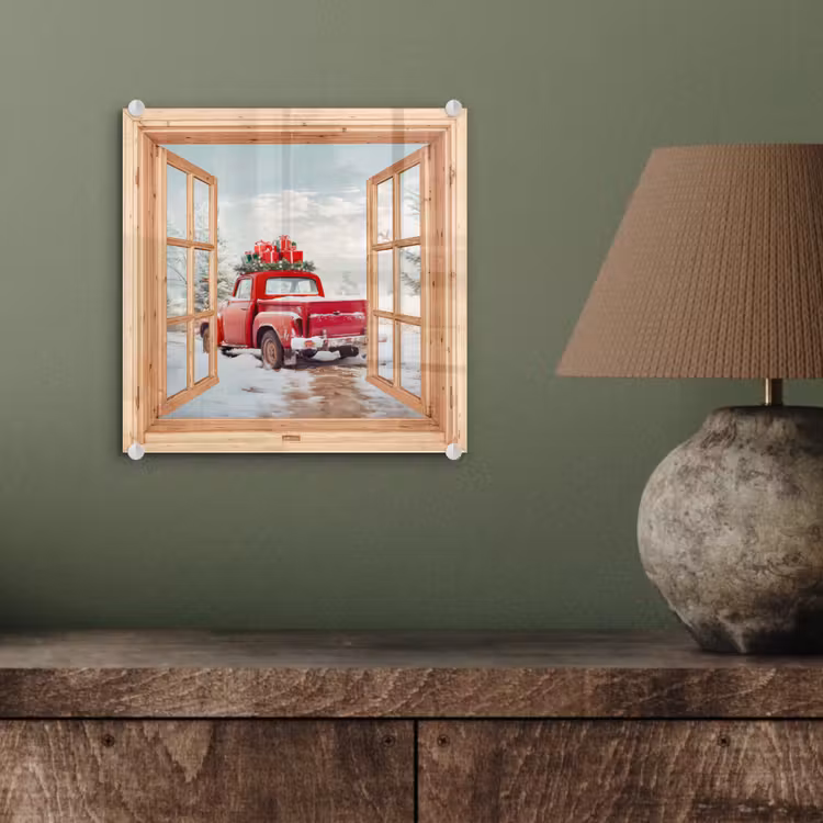 Glas schilderij - Doorkijk - Auto - Kerst - Cadeaus - Winter - Landschap — 4