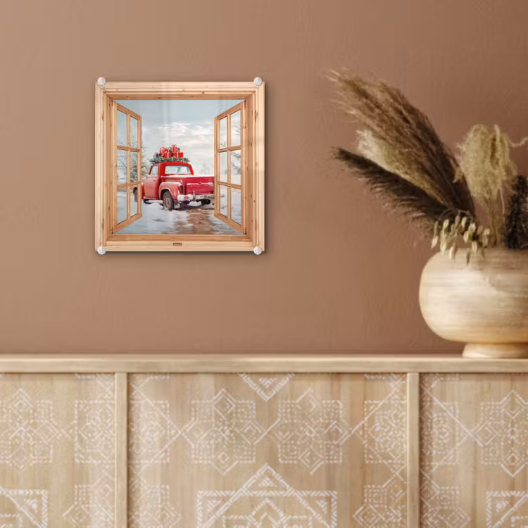 Glas schilderij - Doorkijk - Auto - Kerst - Cadeaus - Winter - Landschap — 6