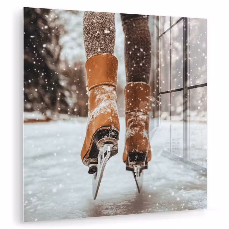 Glas schilderij - Schaatsen - IJs - Winter - Sneeuw — 1