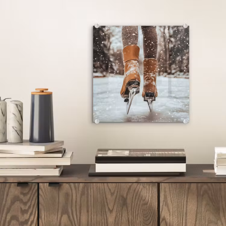 Glas schilderij - Schaatsen - IJs - Winter - Sneeuw — 2