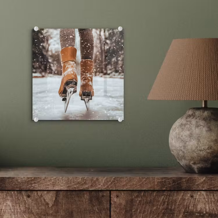 Glas schilderij - Schaatsen - IJs - Winter - Sneeuw — 4