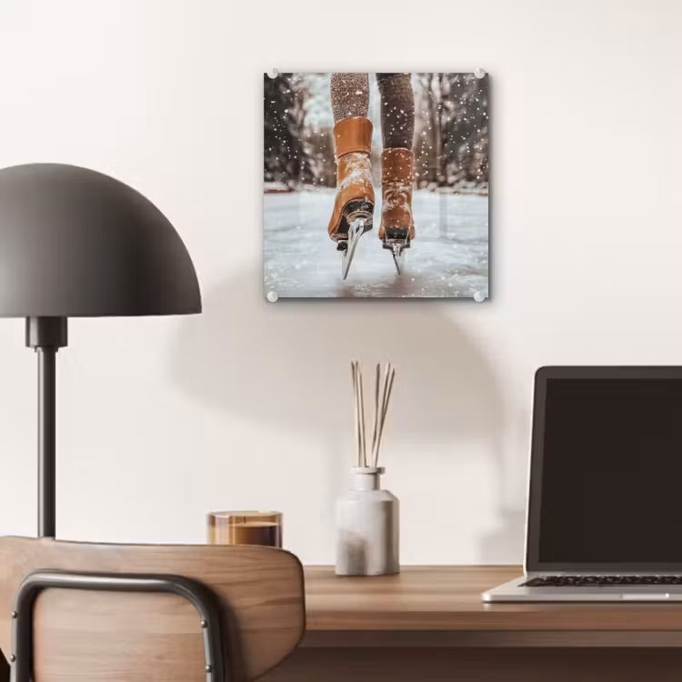 Glas schilderij - Schaatsen - IJs - Winter - Sneeuw — 7