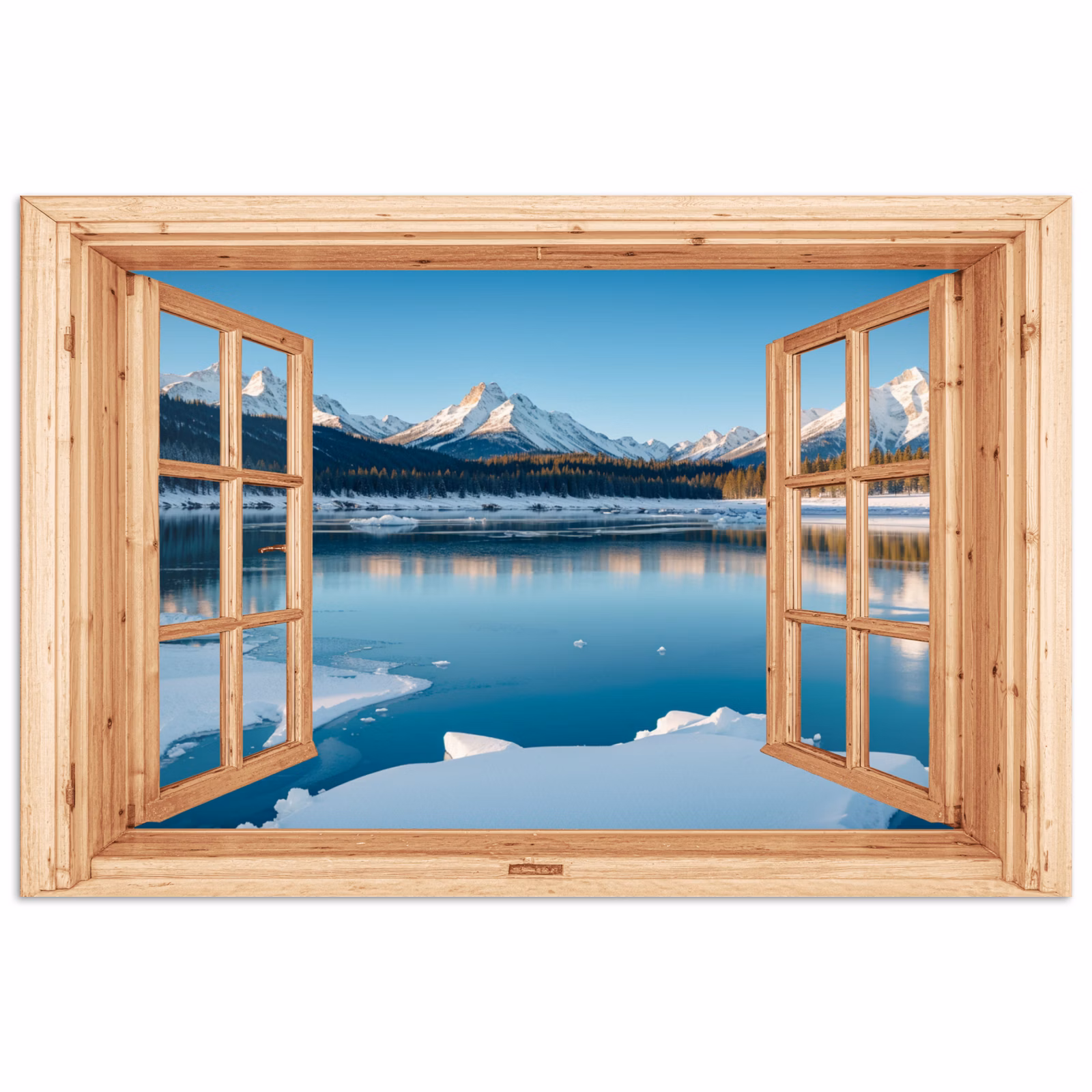 Poster - Doorkijk - Landschap - Winter - Meer - Bergen - Uitzicht — 1