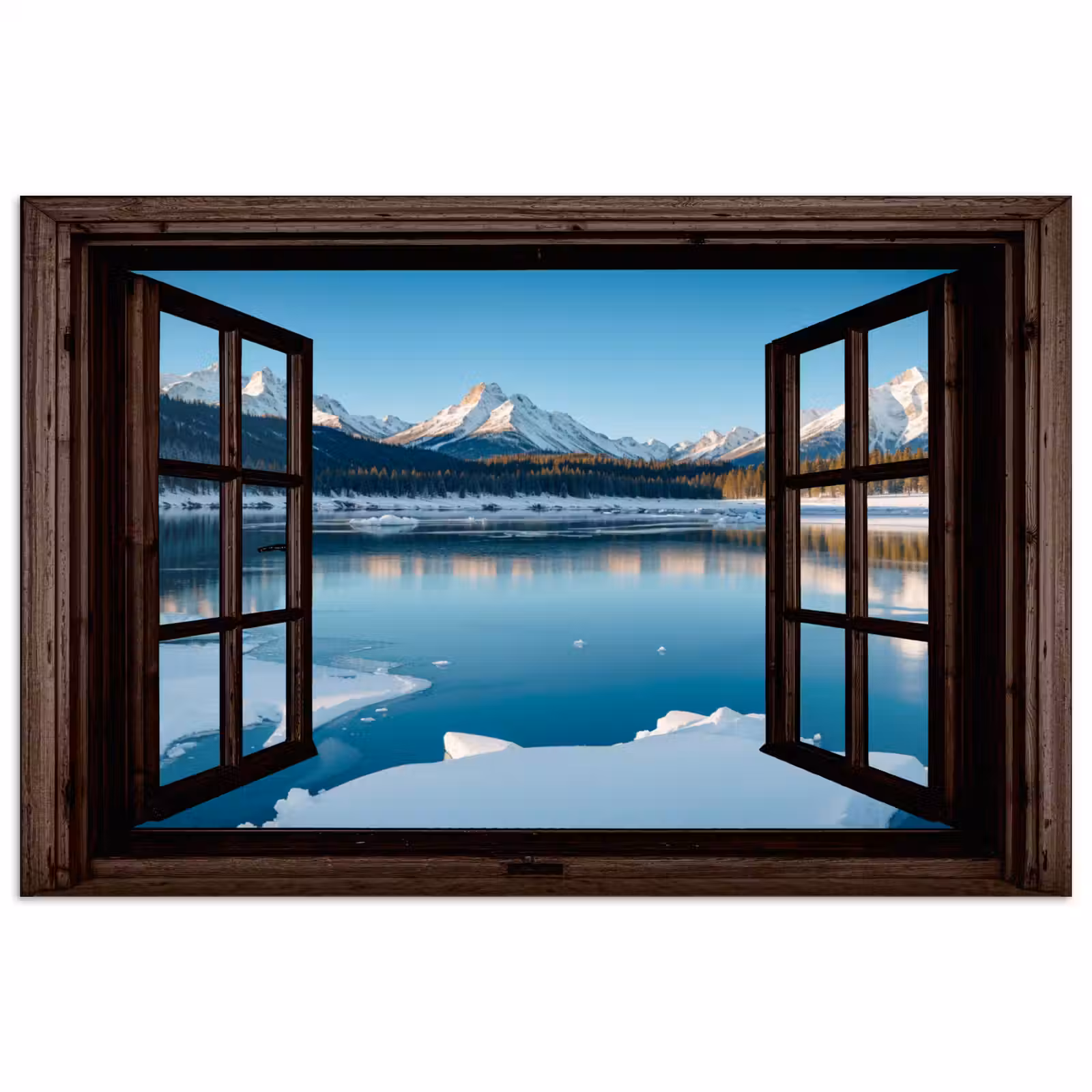 Poster - Doorkijk - Winterlandschap - Meer - Bergen - Uitzicht — 1