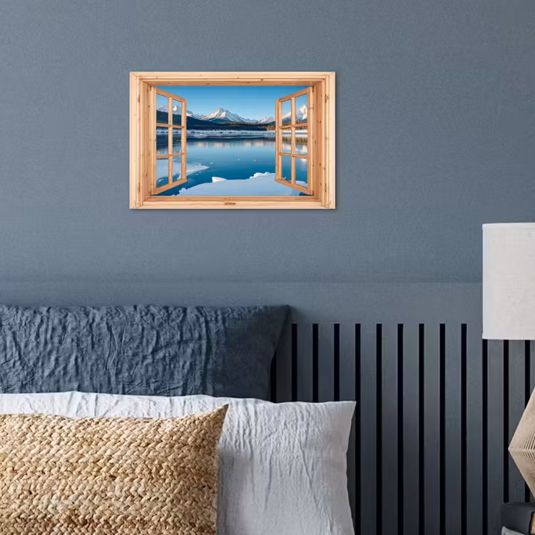 Poster - Doorkijk - Landschap - Winter - Meer - Bergen - Uitzicht — 3