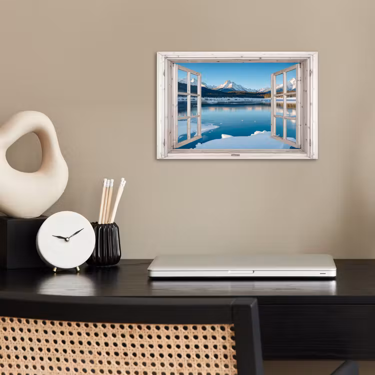 Poster - Landschap - Winter - Meer - Bergen - Uitzicht - Doorkijk - Licht — 2