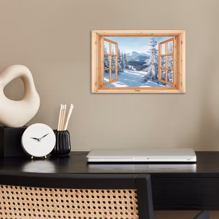 Poster - Doorkijk - Winterlandschap - Natuur - Berg - Bomen - Hout — 2