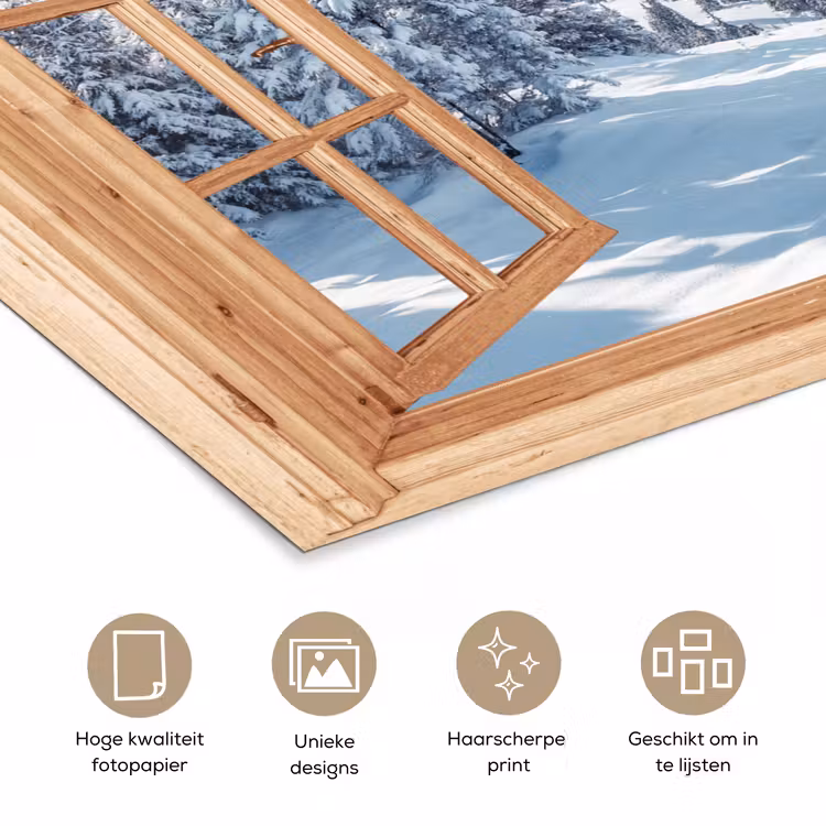 Poster - Doorkijk - Winterlandschap - Natuur - Berg - Bomen - Hout — 5