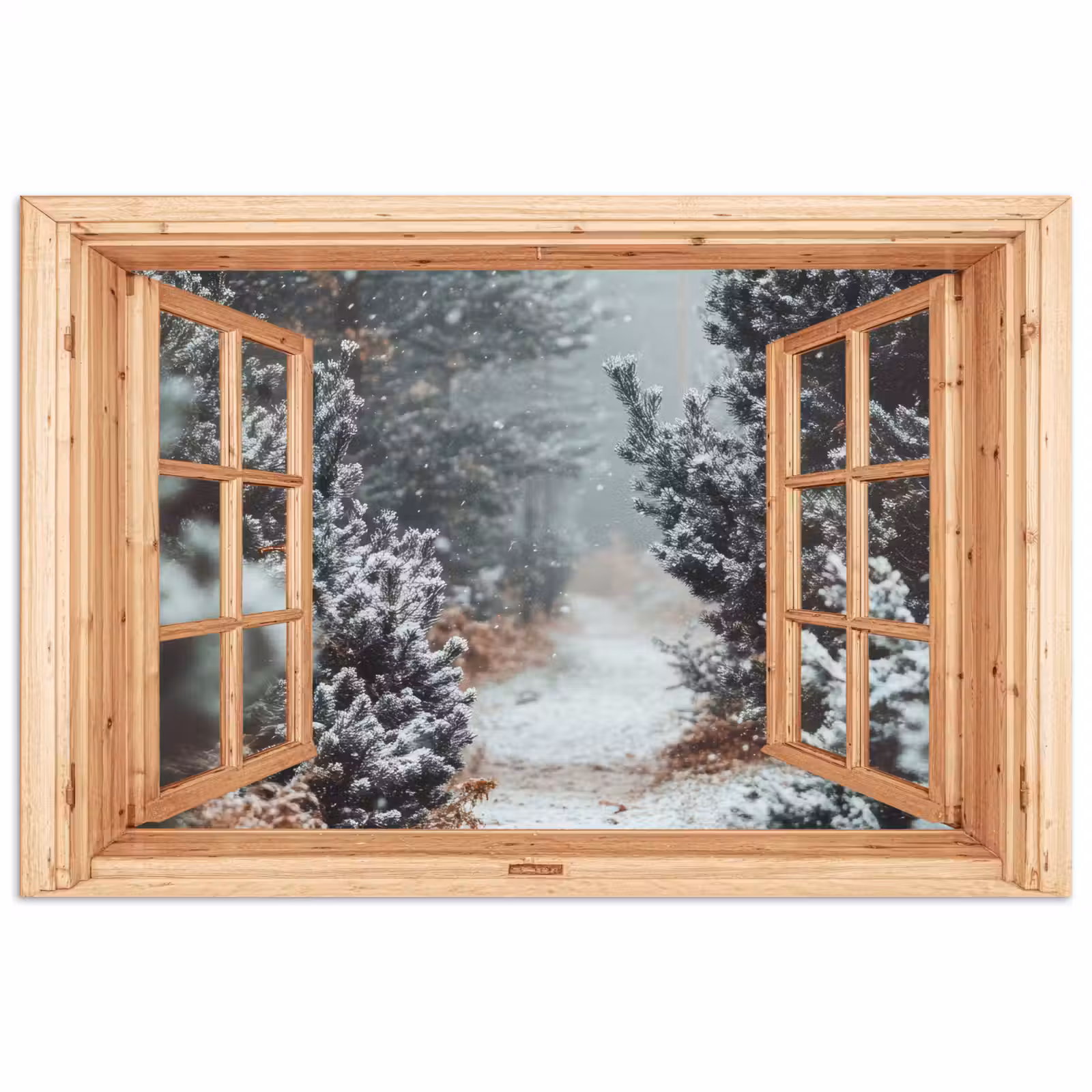 Poster - Bos - Winter - Bomen - Natuur - Pad - Doorkijk — 1