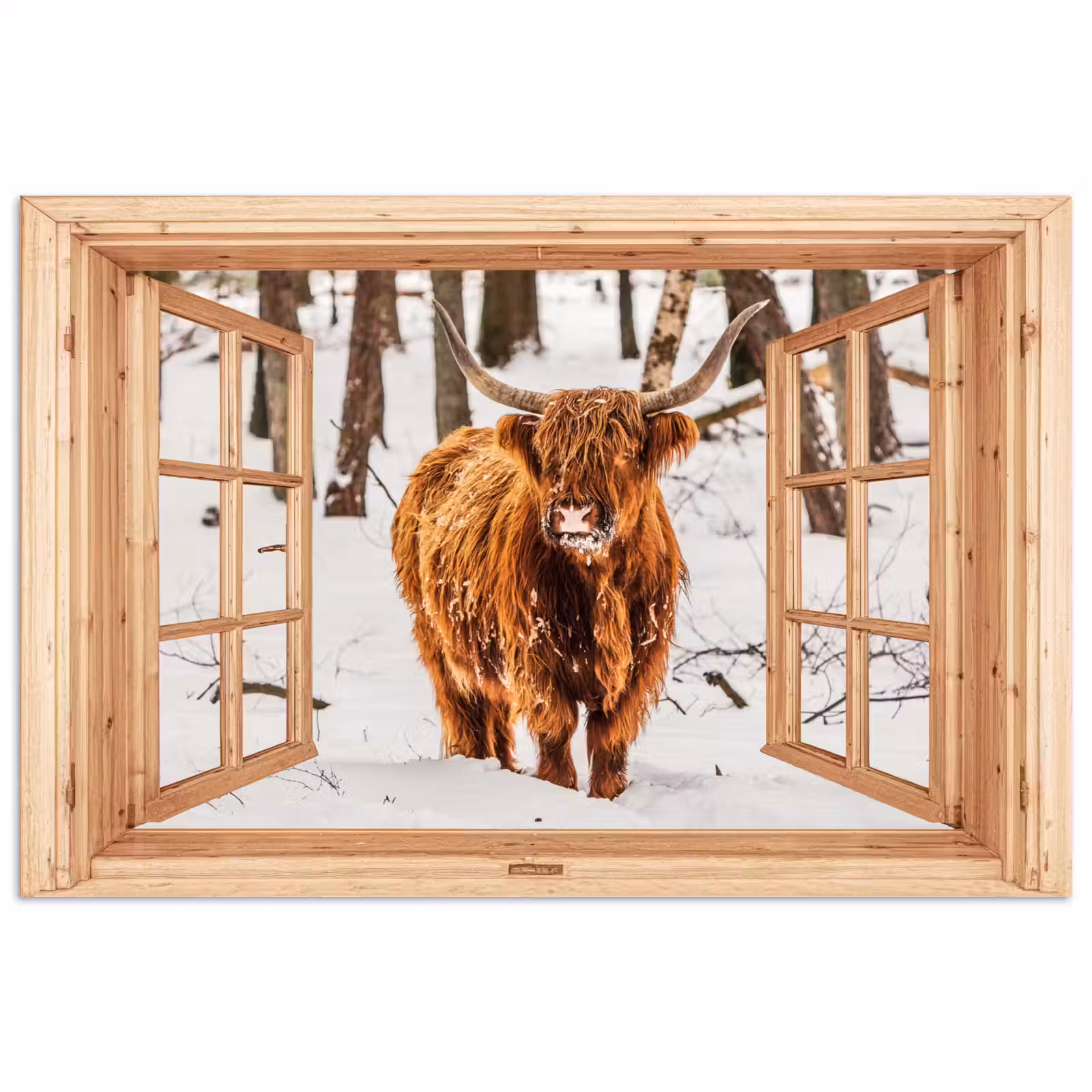 Poster - Schotse Hooglander - Winter - Landschap - Natuur - Dieren - Doorkijk — 1