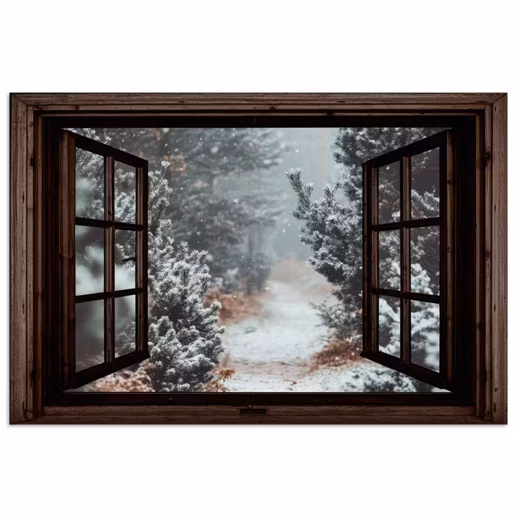 Poster - Bos - Winter - Bomen - Natuur - Pad - Doorkijk — 1