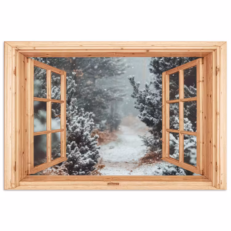 Poster - Bos - Winter - Bomen - Natuur - Pad - Doorkijk — 1