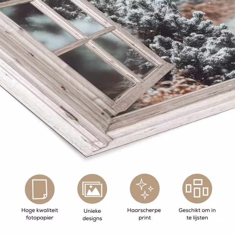 Poster - Bos - Winter - Bomen - Natuur - Pad - Doorkijk - Wit — 5
