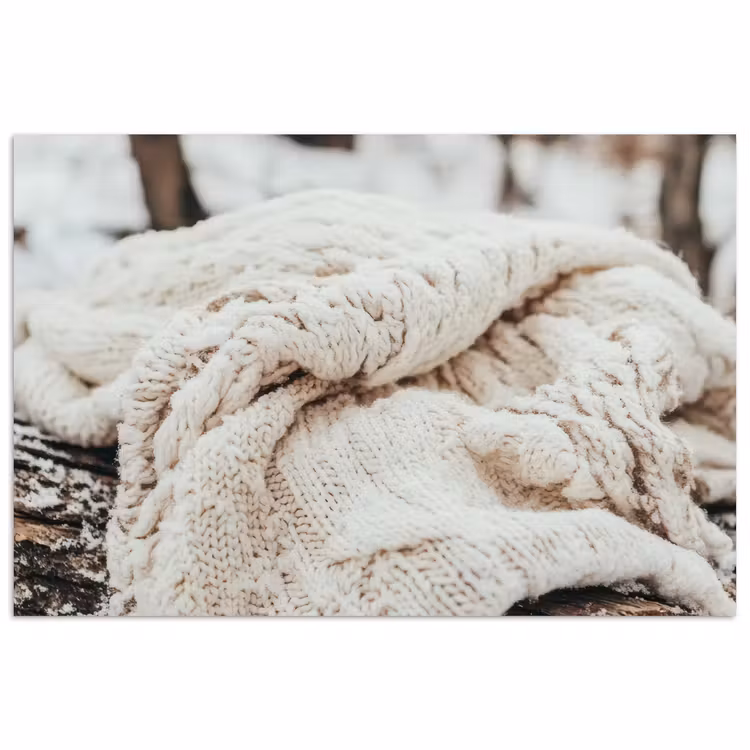 Poster - Deken - Wit - Boomstronk - Winter - Sneeuw — 1