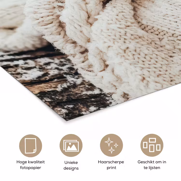 Poster - Deken - Wit - Boomstronk - Winter - Sneeuw — 5