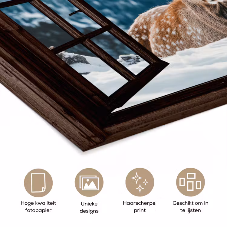 Poster - Hert - Landschap - Winter - Natuur - Dieren - Doorkijk - Bergen — 5