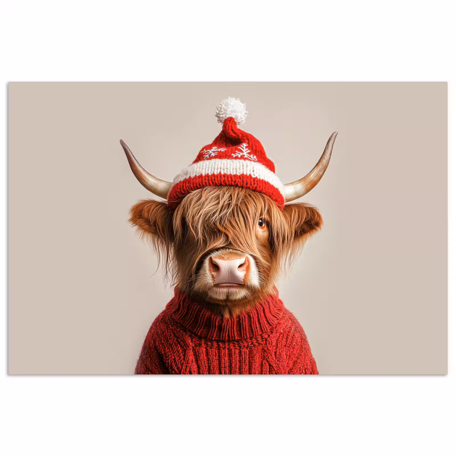 Poster - Schotse Hooglander - Kerst - Muts - Trui - Winter — 1