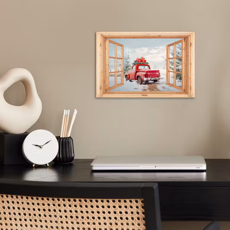 Poster - Doorkijk - Auto - Kerst - Cadeaus - Winter - Landschap — 2