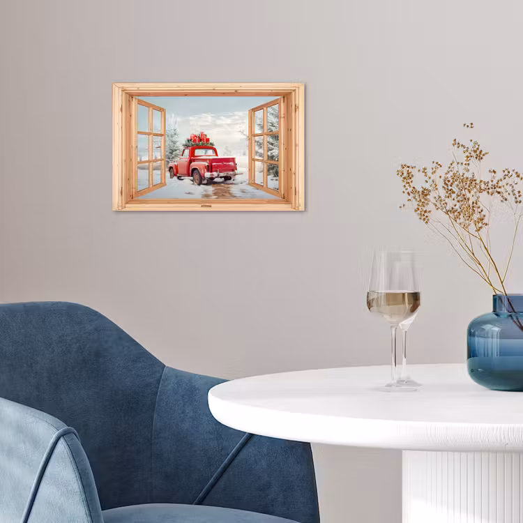 Poster - Doorkijk - Auto - Kerst - Cadeaus - Winter - Landschap — 4