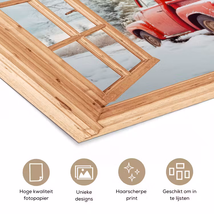 Poster - Doorkijk - Auto - Kerst - Cadeaus - Winter - Landschap — 5