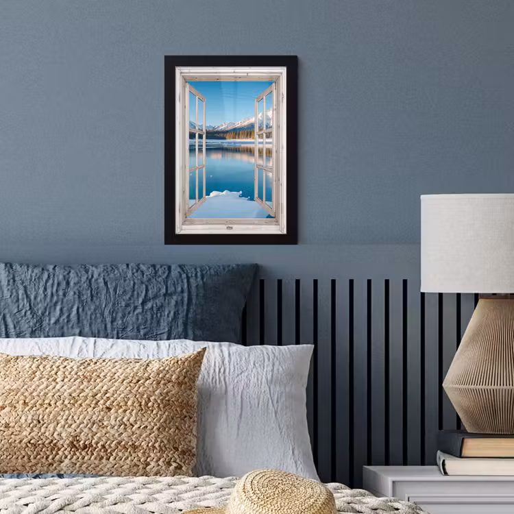 Poster met lijst - Landschap - Winter - Meer - Bergen - Uitzicht - Doorkijk - Licht — 4