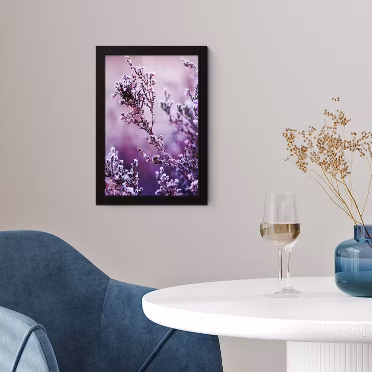 Poster met lijst - Lavendel - Winter - Bloemen - Paars — 2