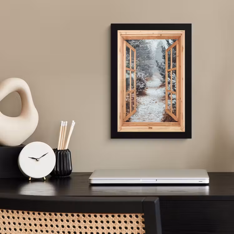 Poster met lijst - Bos - Winter - Bomen - Natuur - Pad - Doorkijk — 3
