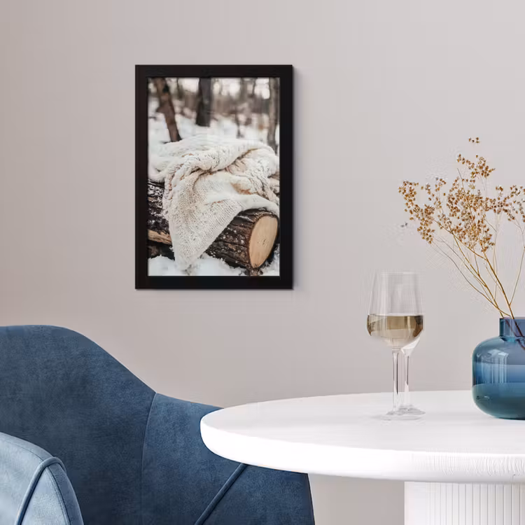 Poster met lijst - Deken - Wit - Boomstronk - Winter - Sneeuw — 2