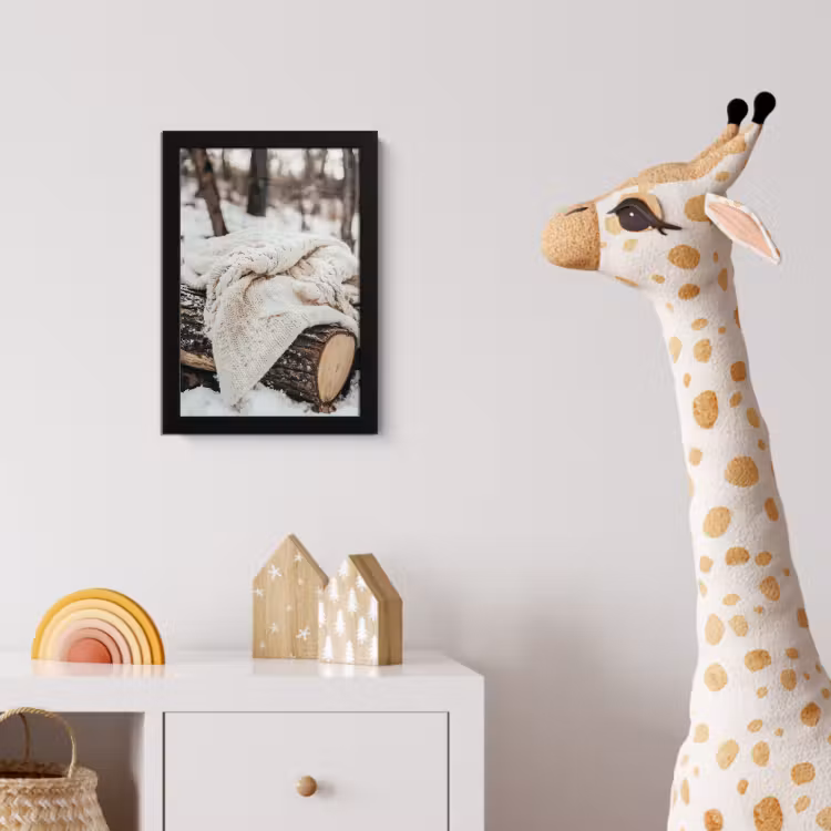 Poster met lijst - Deken - Wit - Boomstronk - Winter - Sneeuw — 5