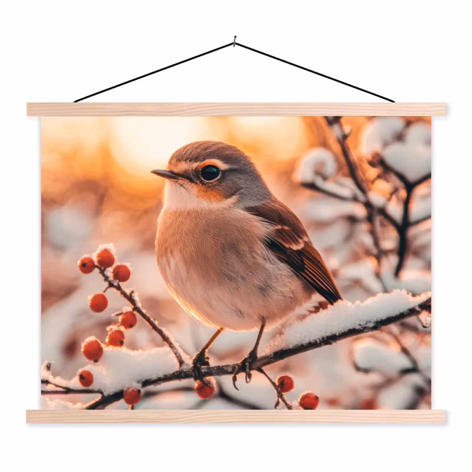Schoolplaat - Vogel - Tak - Winter - Dieren - Sneeuw — 1