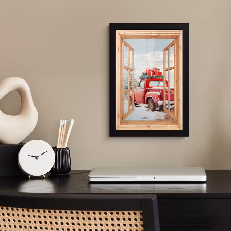 Poster met lijst - Doorkijk - Auto - Kerst - Cadeaus - Winter - Landschap — 3