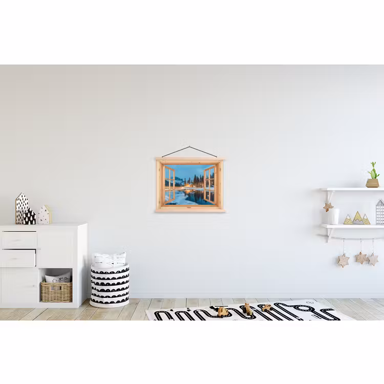 Schoolplaat - Winterlandschap - Natuur - Huis - Bergen - Doorkijk - Raam — 3