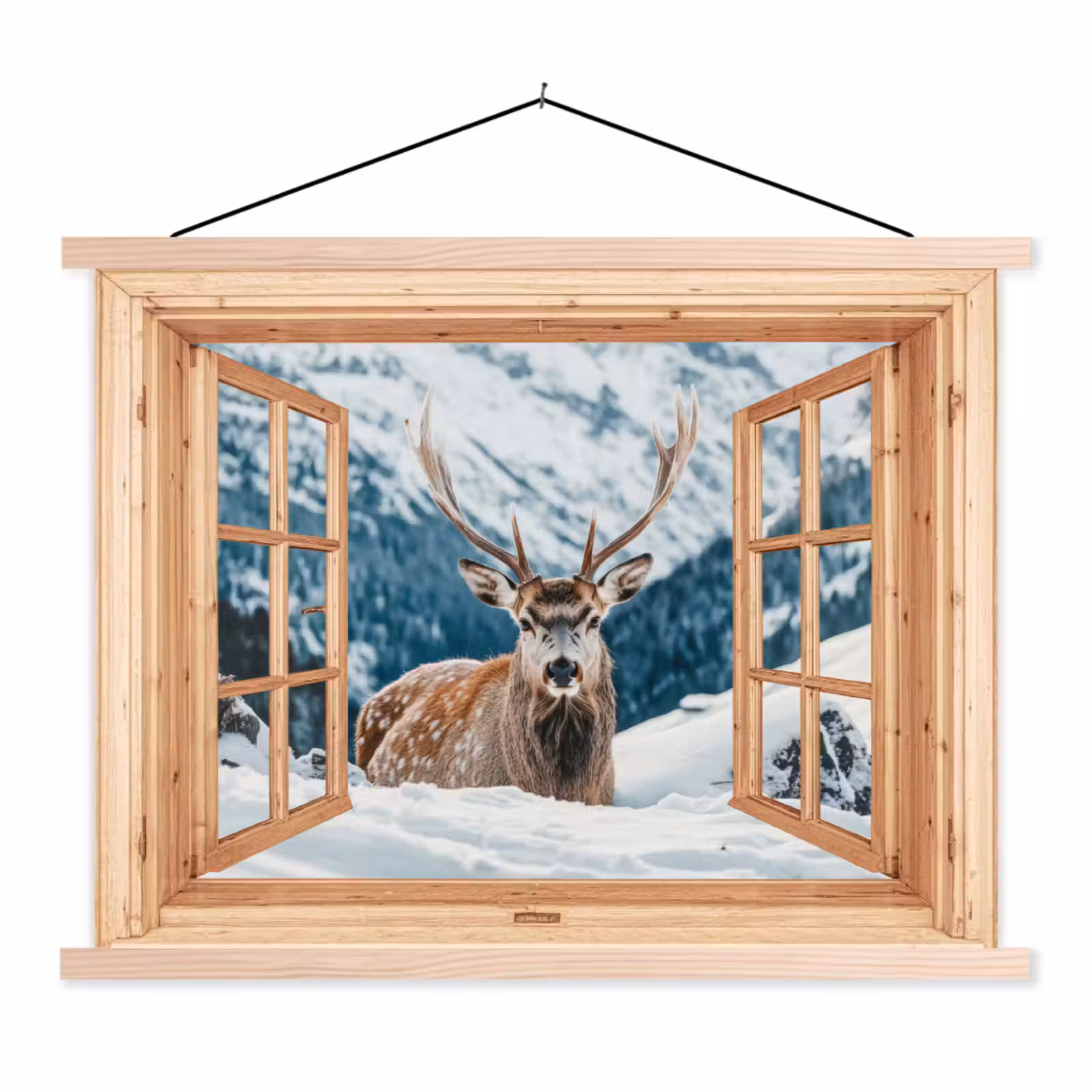 Schoolplaat - Doorkijk - Hert - Landschap - Winter - Natuur - Dieren - Bergen — 1
