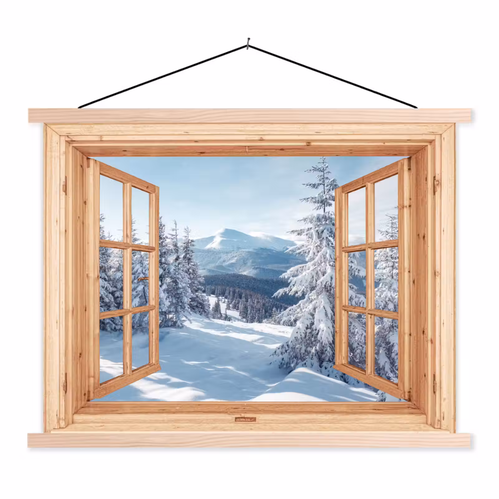 Schoolplaat - Doorkijk - Winterlandschap - Natuur - Berg - Bomen - Hout — 1