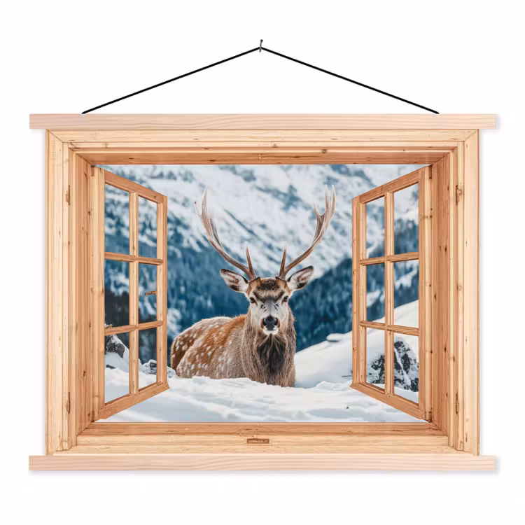 Schoolplaat - Doorkijk - Hert - Landschap - Winter - Natuur - Dieren - Bergen — 1