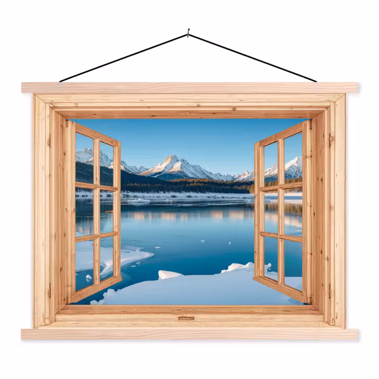 Schoolplaat - Doorkijk - Landschap - Winter - Meer - Bergen - Uitzicht — 1