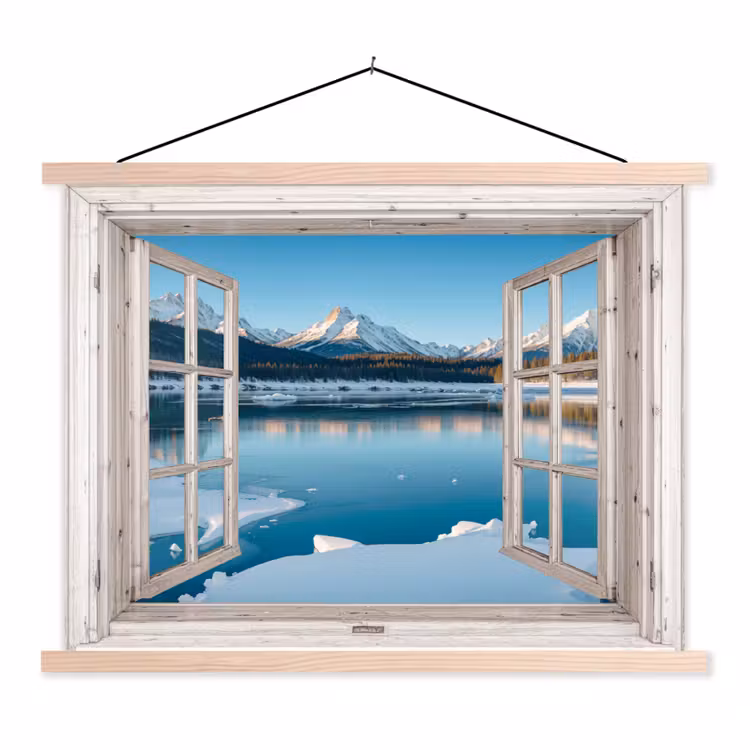 Schoolplaat - Landschap - Winter - Meer - Bergen - Uitzicht - Doorkijk - Licht — 1