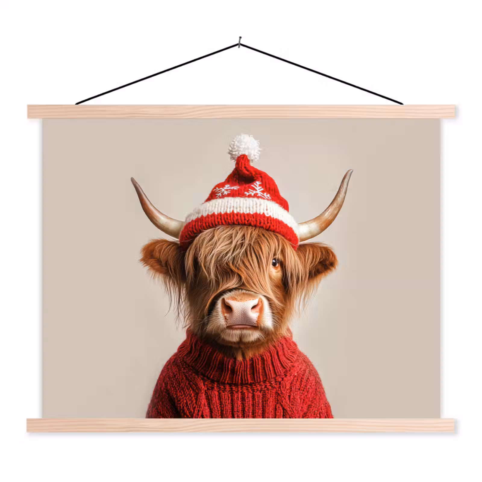 Schoolplaat - Schotse Hooglander - Kerst - Muts - Trui - Winter — 1