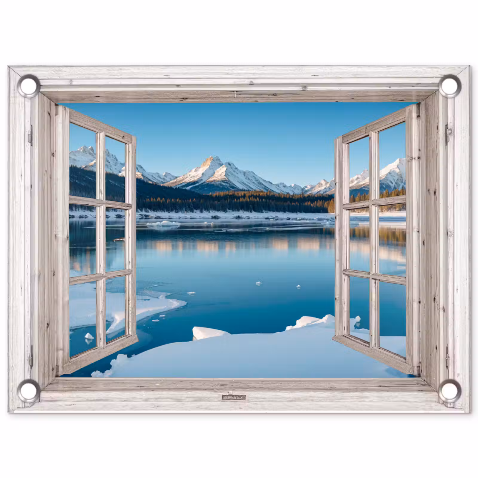 Tuinposter - Landschap - Winter - Meer - Bergen - Uitzicht - Doorkijk - Licht — 1