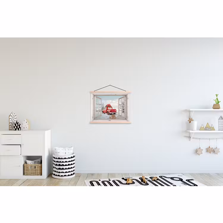 Schoolplaat - Auto - Rood - Cadeaus - Winter - Kerst - Doorkijk - Wit — 3