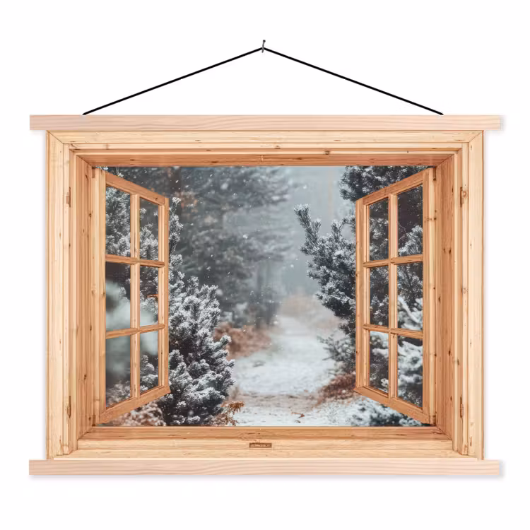 Schoolplaat - Bos - Winter - Bomen - Natuur - Pad - Doorkijk — 1