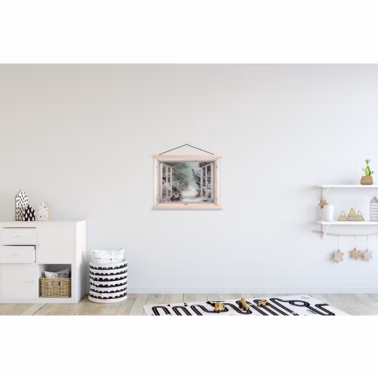 Schoolplaat - Bos - Winter - Bomen - Natuur - Pad - Doorkijk - Wit — 3