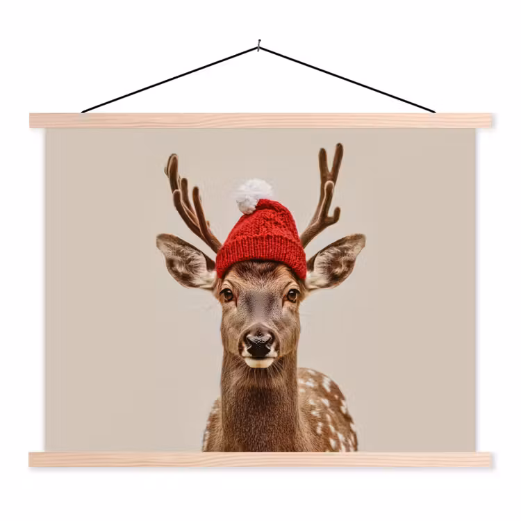 Schoolplaat - Hert - Kerst - Muts - Dieren - Winter - Grappig — 1