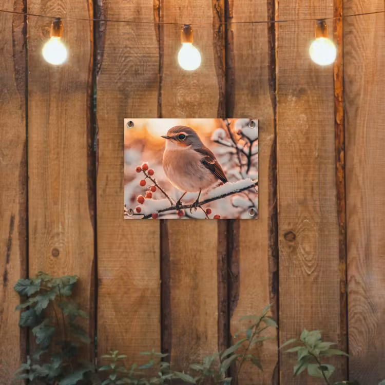 Tuinposter - Vogel - Tak - Winter - Dieren - Sneeuw — 2
