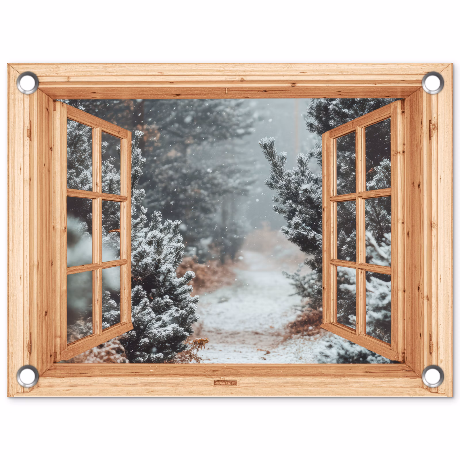 Tuinposter - Bos - Winter - Bomen - Natuur - Pad - Doorkijk — 1