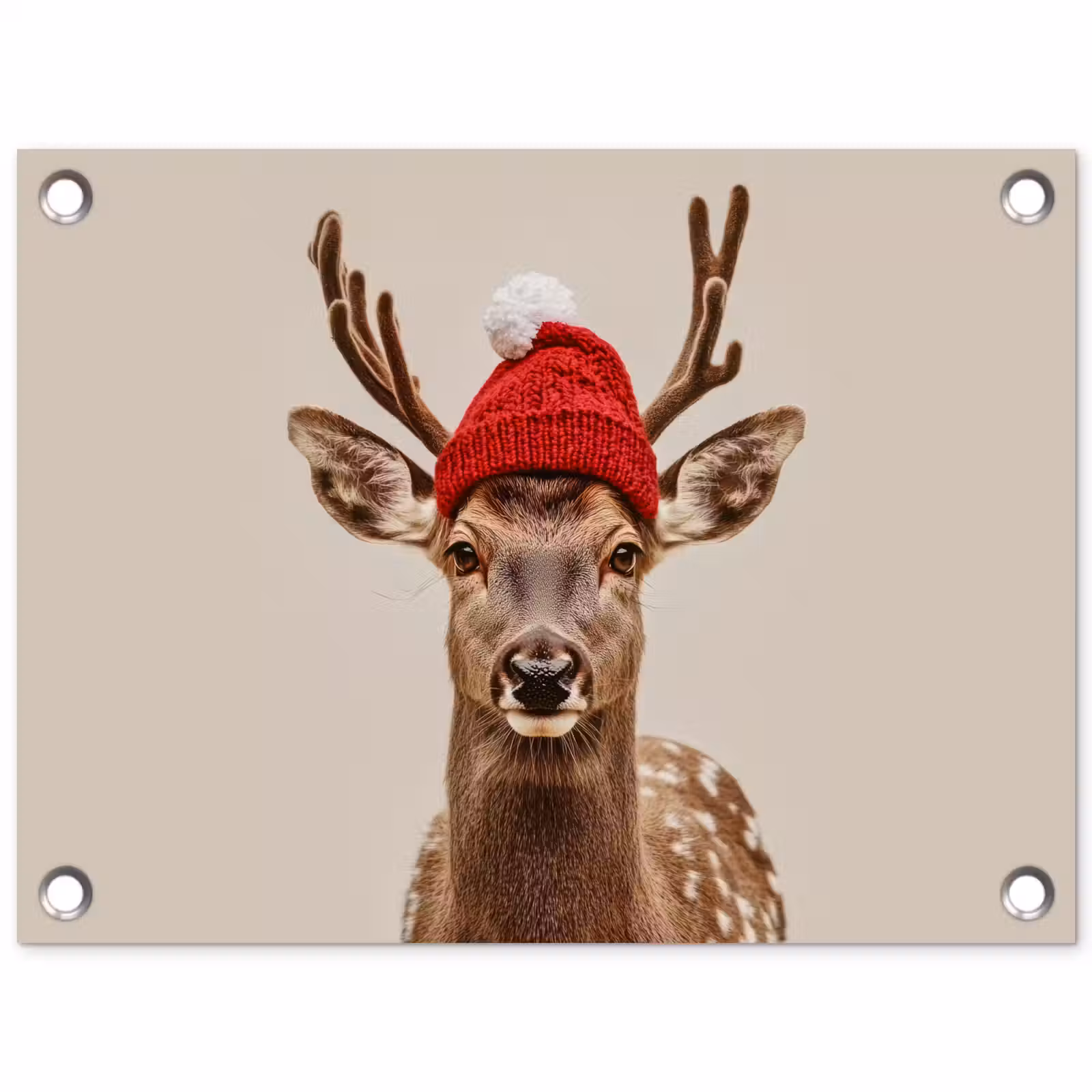 Tuinposter - Hert - Kerst - Muts - Dieren - Winter - Grappig — 1